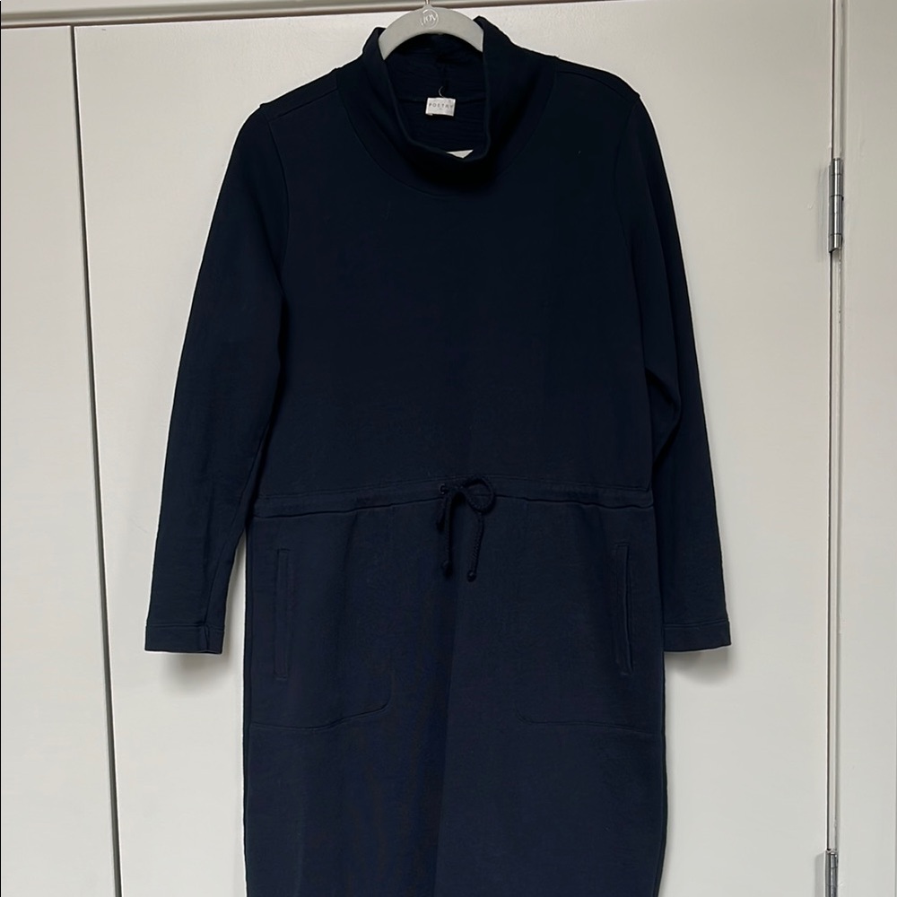 Chic Black Cowl Neck Dress with Drawstring